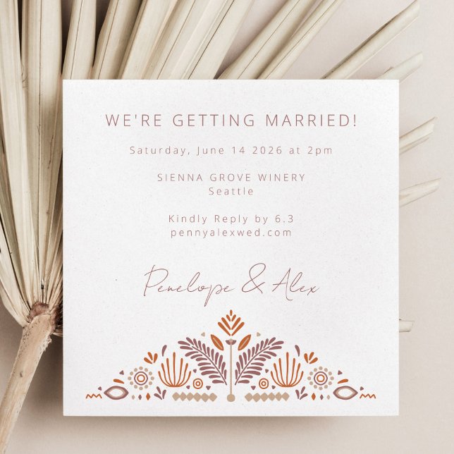 Invitation Formes botaniques Abstraites Mariage de rouille en (Créateur téléchargé)