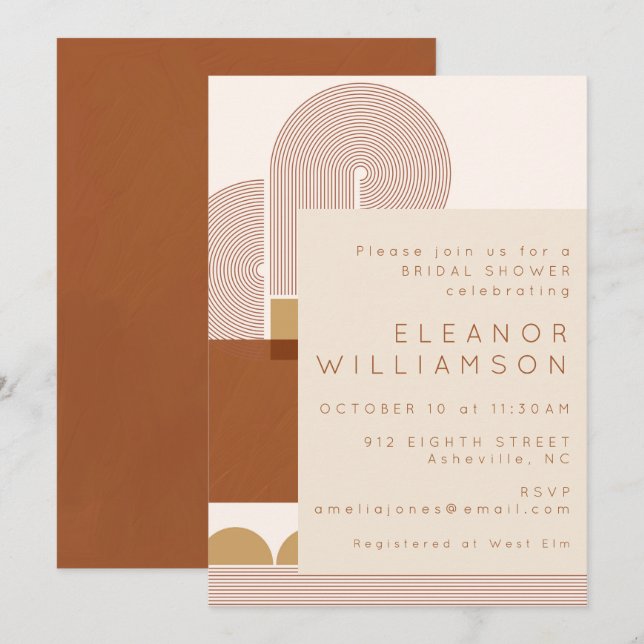 Invitation Formes et lignes modernes Fête des mariées en terr (Devant / Derrière)