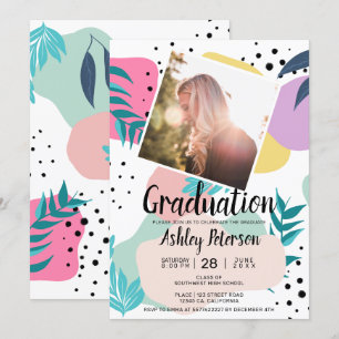 Invitation Formes géométriques de feuilles tropicales graduat