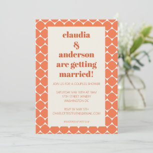 Invitation Formes géométriques Orange Retro Mod Couples Douch