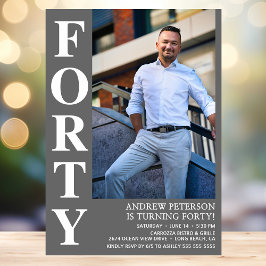 Invitation FORTY Photo moderne 40th Birthday Party