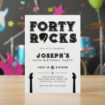Forty Rocks Guitar Pick 40th Birthday Party