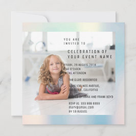 Invitation Foto fête d'anniversaire Mère Pearl Metallic