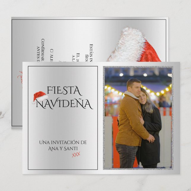 Invitation Foto Fiesta Navideña Fête de Noël (Devant / Derrière)