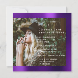 Invitation Foto mariale Graduation Party Plum violet Metallic