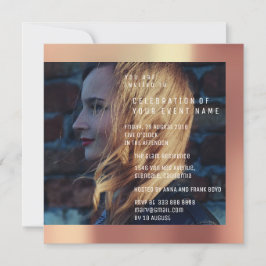 Invitation Foto nuptiale Graduation Anniversaire Cuivre Métal