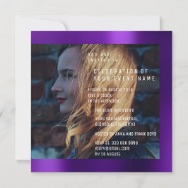 Invitation Foto nuptiale Graduation Anniversaire Plum Metalli
