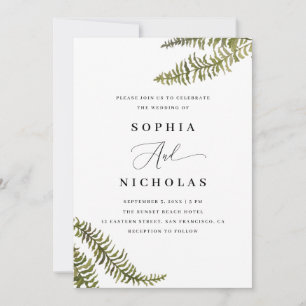 Invitation Fougère de forêt à l'aquarelle Photo de mariage