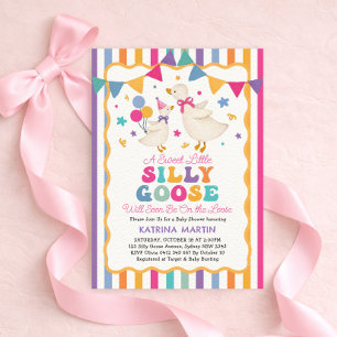Invitation Fouillis de rayures colorées pour la baby shower d