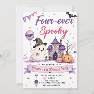 Invitation Four-ever Spooky Halloween Birthday Party