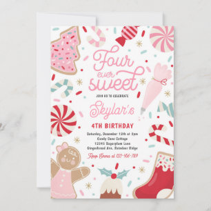 Invitation Four Ever Sweet Christmas Cookie fête d'anniversai