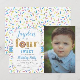 Invitation FOUR ever Sweet Donut Boys 4e anniversaire Invitat