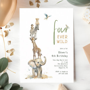 Invitation Four Ever Wild Safari 4e Anniversaire