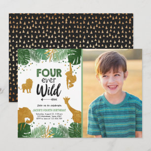 Invitation Four Ever Wild Safari Animal Boy Anniversaire