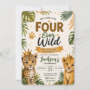 Invitation Four Ever Wild Safari Jungle Animaux 4ème Annivers