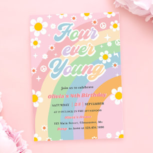Invitation Four Ever Young Super Daisy Rainbow 4e anniversair