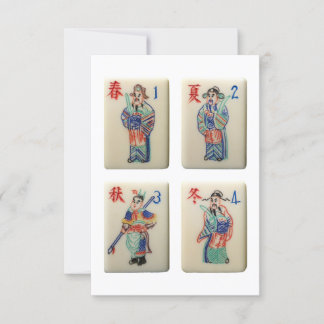 Invitation Four Mahjong Saison de tuiles (Warriors) Invitatio