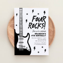 Invitation Four Rocks Guitar Rock et Roll 4e anniversaire