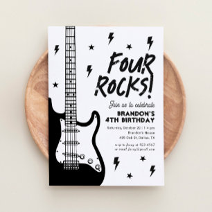 Invitation Four Rocks Guitar Rock et Roll 4e anniversaire