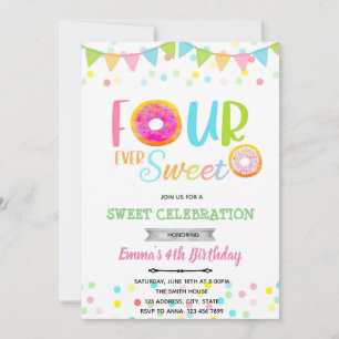 Invitation FOURever doux anniversaire donut 