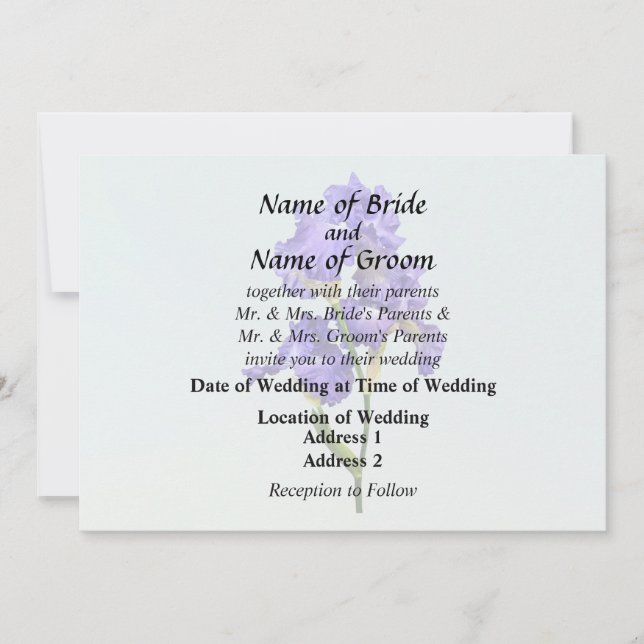 Invitation Fournitures de mariage Iris Violet Triple (Devant)