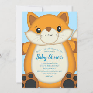Invitation Fox Baby shower bleu