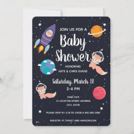 Invitation Fox Baby shower Space Navy Baby shower Galaxy