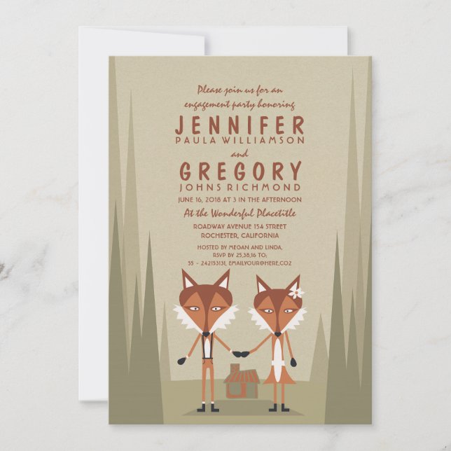 Invitation Fox Couple Woodland (Devant)
