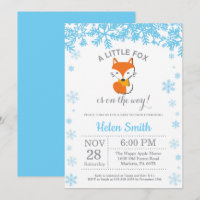 Fox Winter Blue Boy Baby shower Snowflake