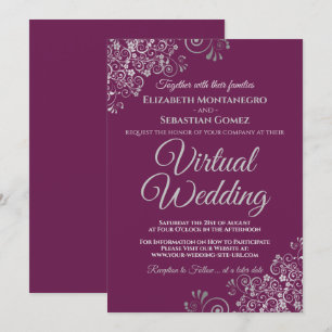 Invitation Fractions en argent Magenta Plum Chic Mariage virt