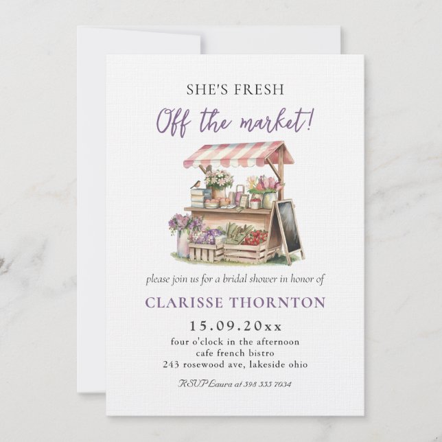 Invitation Fraîche De La Fête des mariées Du Marché (Devant)