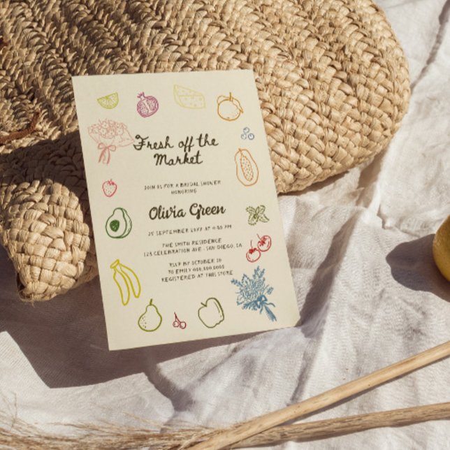 Invitation Fraîche Hors Du Marché Douche Nuptiale Tirée À La  (Créateur téléchargé)