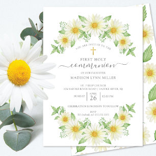 Invitation Fraîche marguerite première communion florale Invi
