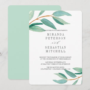 Invitation Fraîches Eucalyptus Branches Feuilles Mariage bota