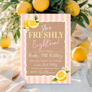 Invitation Frais Dix-Huit Citrons Rose Jaune 18e Anniversaire