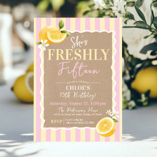 Invitation Frais Fifteen Citrons Rose & Jaune 15e Anniversair