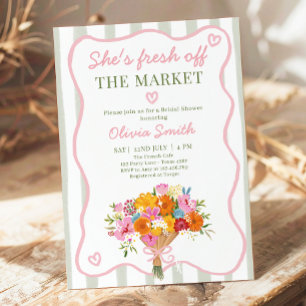 Invitation Frais Sorti du Marché Rose Vert Enterrement de Vie