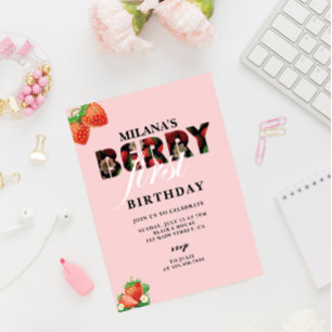 Invitation Fraise 1er anniversaire   Berry First