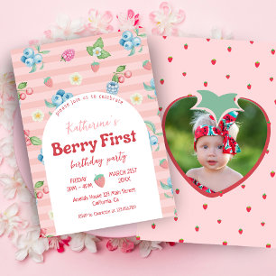 Invitation Fraise 1er anniversaire Berry Premier anniversaire