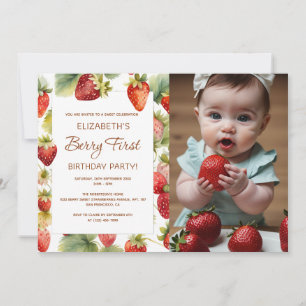Invitation Fraise 1er anniversaire Berry Premier anniversaire