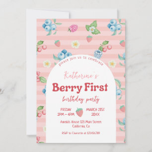 Invitation Fraise 1er anniversaire Berry Premier anniversaire