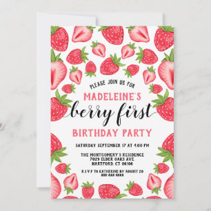 Invitation Fraise 1er Anniversaire Fête Berry 1ère coutume