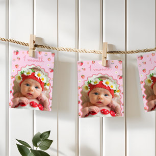 Invitation Fraise 1er anniversaire Photo Jalon Bannière