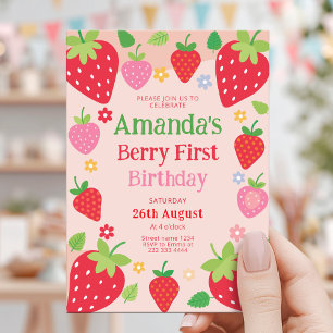 Invitation fraise 1er anniversaire, premier anniversaire de b