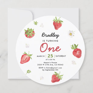Invitation Fraise 1ère Fille Berry Anniversaire