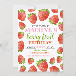 Invitation fraise Berry Anniversaire Invitation