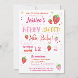 Invitation Fraise BERRY baby shower DOUCE Aquarelle