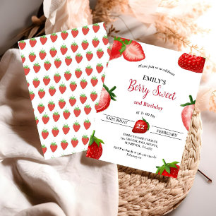 Invitation Fraise Berry Fille premier anniversaire  Berry Swe