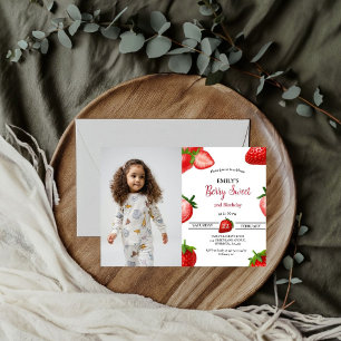 Invitation Fraise Berry Fille premier anniversaire Berry Swe