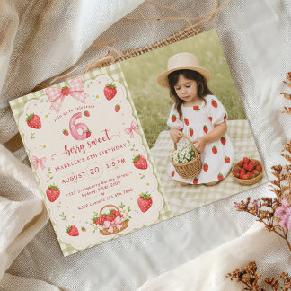 Invitation Fraise Berry Sweet 6ème Anniversaire